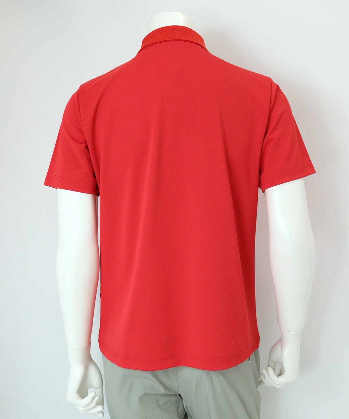 【メンズ】ワードロゴ冷感ポロシャツ後（レッド）
