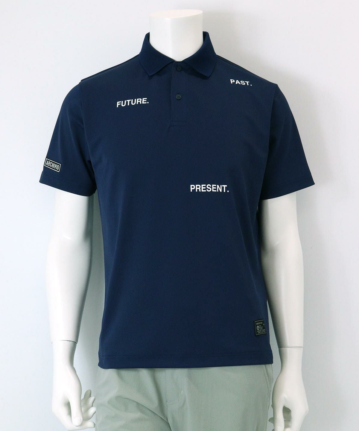 【メンズ】ワードロゴ冷感ポロシャツ（ネイビー）