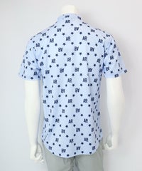 【メンズ】UV総柄プリントプルオーバー後（ブルー）