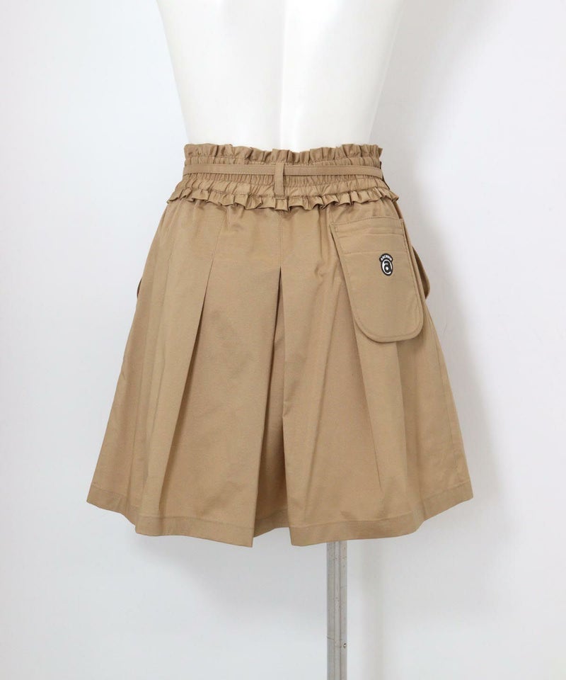 ベルト付きギャザースカート後（キャメル）