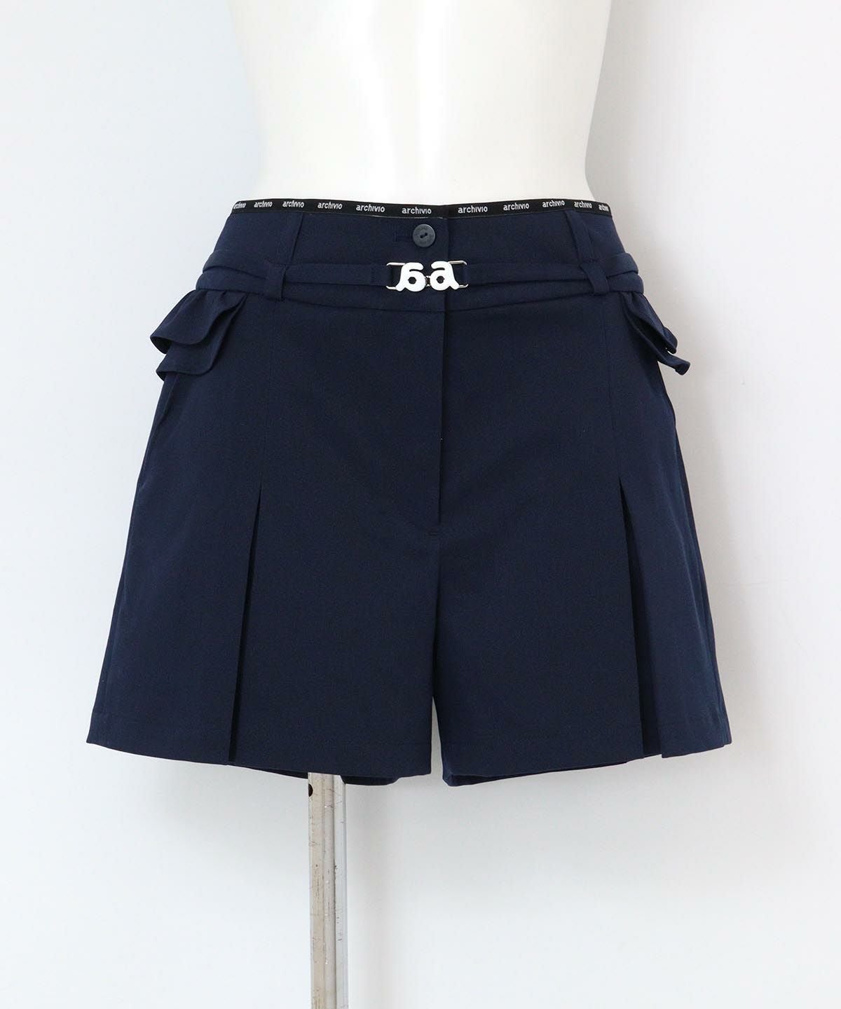 ベルト付き撥水ショートパンツ（ネイビー）