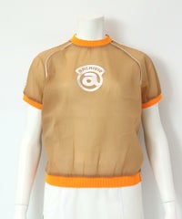 シアー半袖プルオーバー（キャメル）