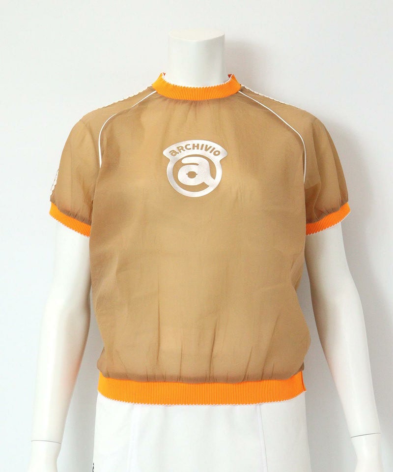 シアー半袖プルオーバー（キャメル）