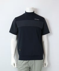 【メンズ】異素材切替ハイネックプルオーバー（グレイッシュネイビー）