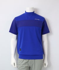 【メンズ】異素材切替ハイネックプルオーバー（ブルー）