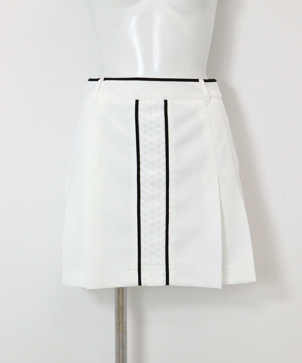 レースラインプリーツスカート(ホワイト)