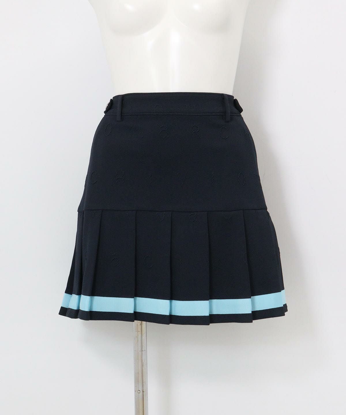 ふくれジャガード裾ラインスカート(ネイビー)前