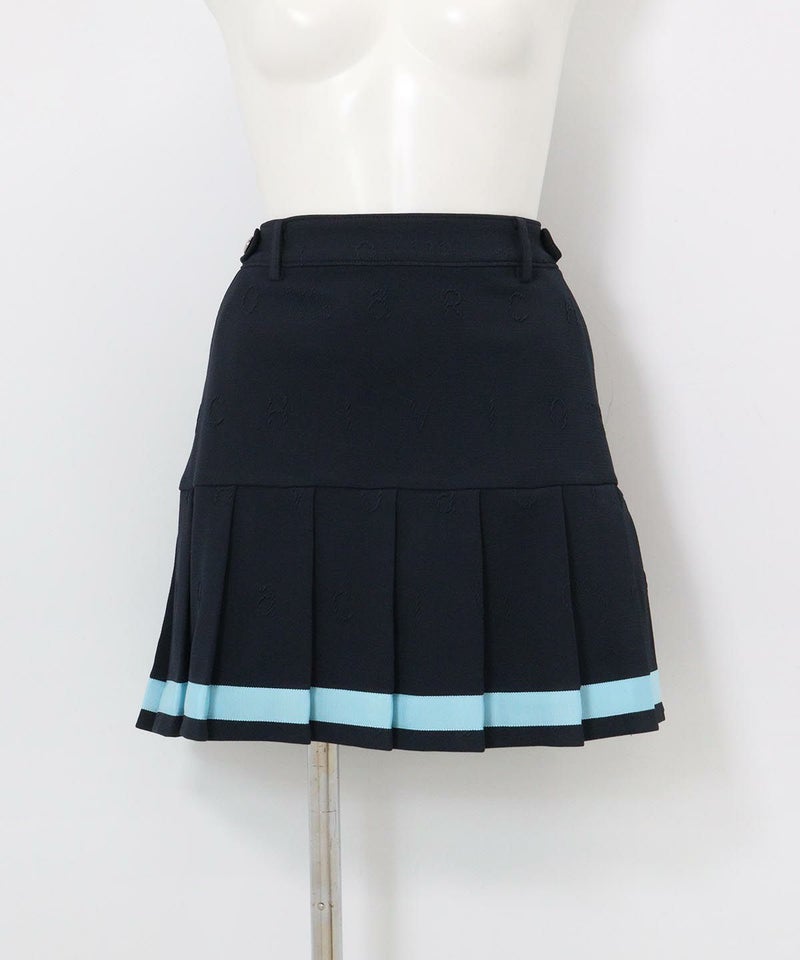 ふくれジャガード裾ラインスカート(ネイビー)前