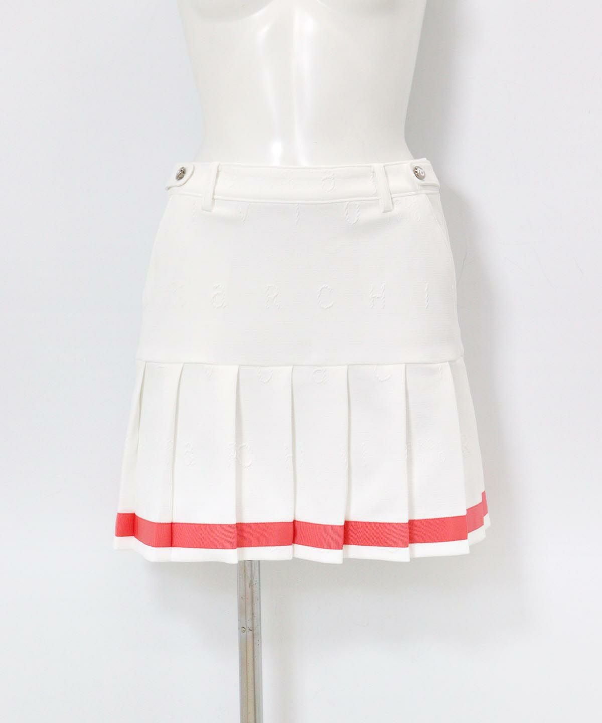 ふくれジャガード裾ラインスカート(ホワイト)前