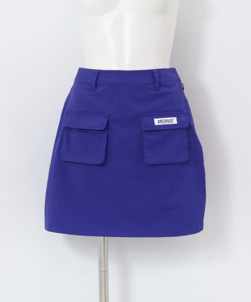 バックロゴプリーツ撥水スカート(ブルー)前