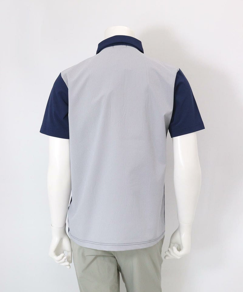 【メンズ】UVカノコポロシャツ後（ネイビー）