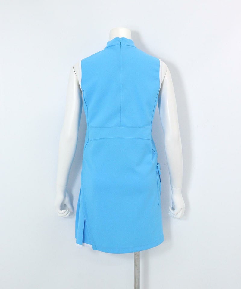 ポイントプリーツノースリワンピース後（ライトブルー）