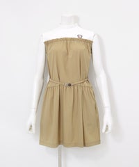 レイヤード風ギャザーワンピース(ベージュ）