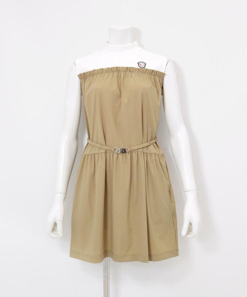 レイヤード風ギャザーワンピース(ベージュ）