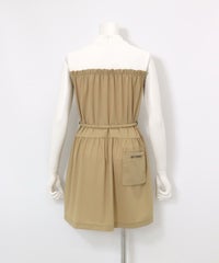 レイヤード風ギャザーワンピース後（ベージュ）