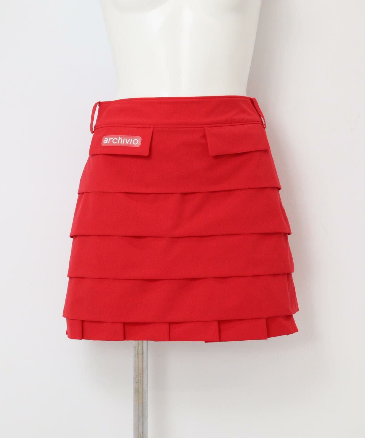 段フリル撥水スカート(レッド）