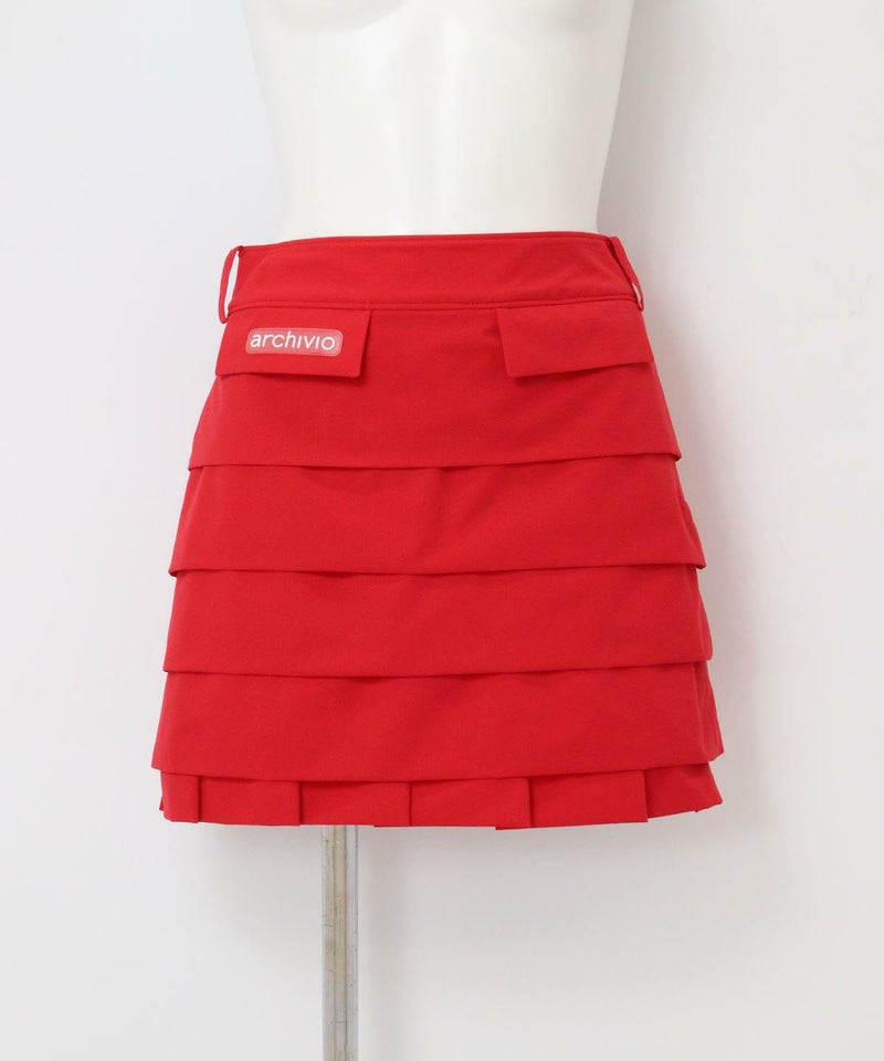 段フリル撥水スカート(レッド）
