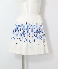 モザイク柄通気撥水スカート（ホワイト×ブルー）