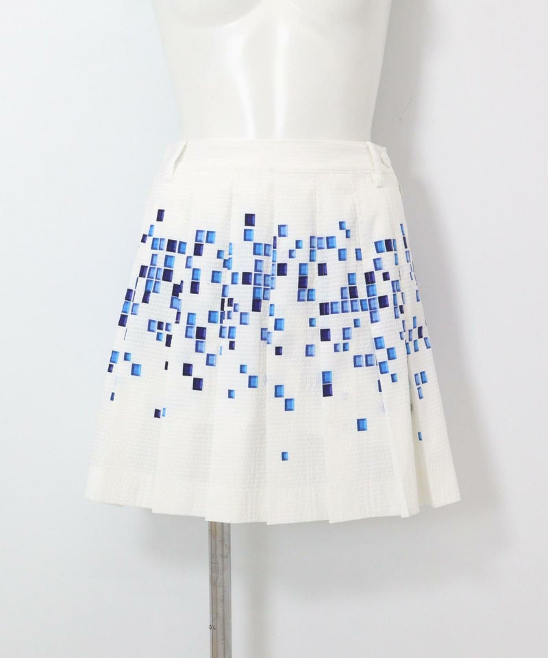 モザイク柄通気撥水スカート（ホワイト×ブルー）