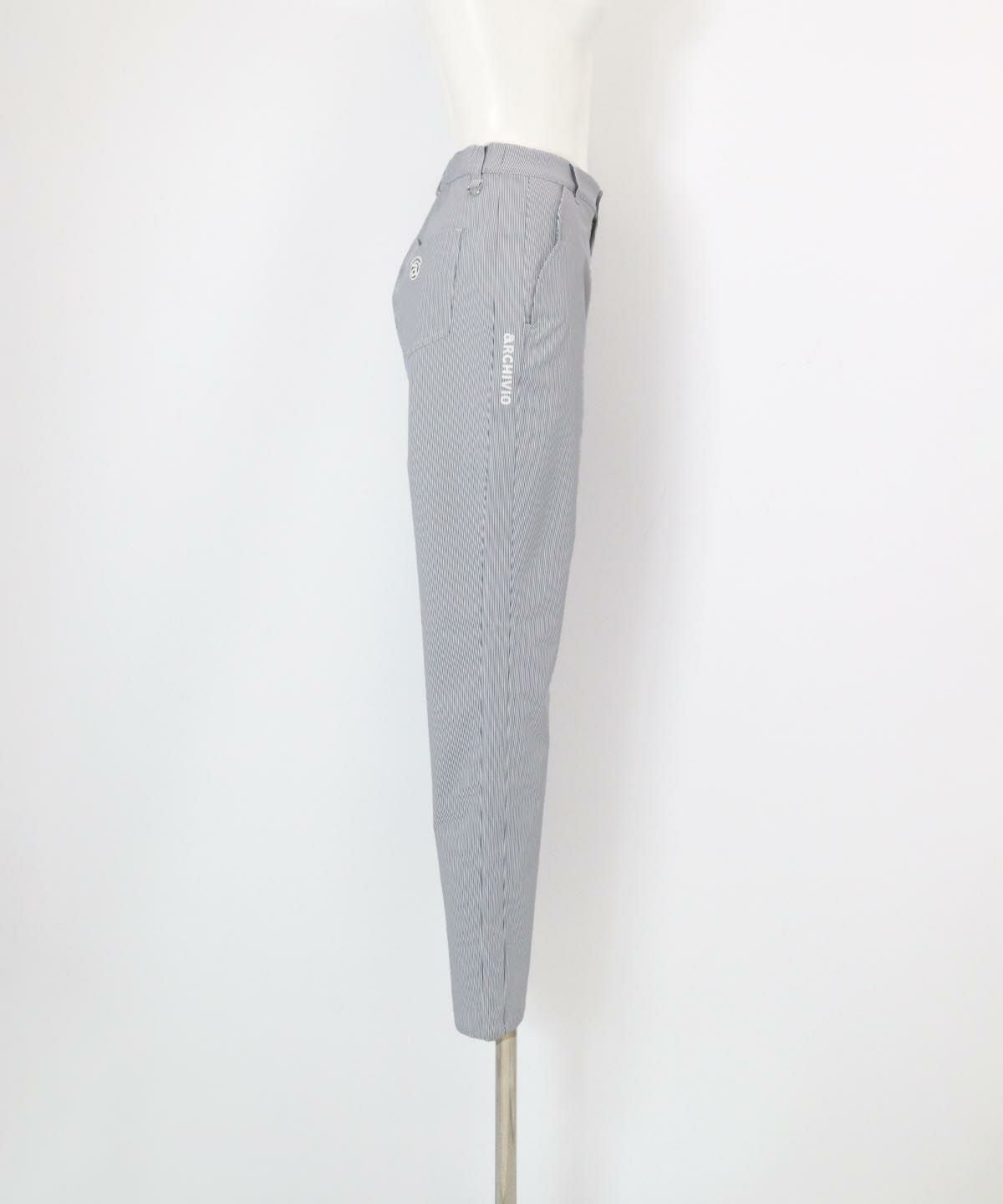 ピンストライプUV遮熱パンツ横（ネイビー）