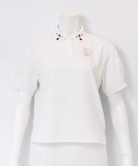 サッカー地撥水ポロシャツ(ホワイト×レッド）