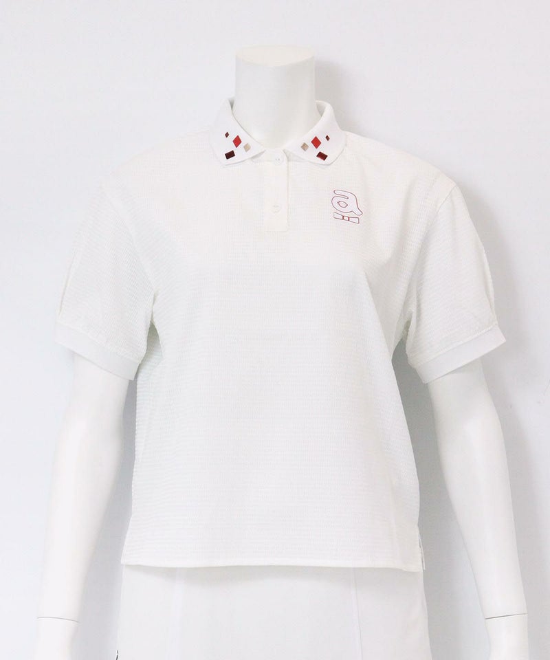 サッカー地撥水ポロシャツ(ホワイト×レッド）