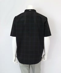 【メンズ】チェック柄撥水冷感ポロシャツ後（ブラック）
