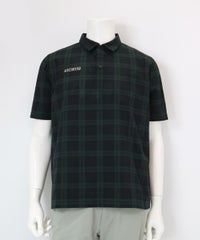 【メンズ】チェック柄撥水冷感ポロシャツ（グリーン）