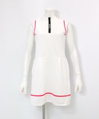 部分メッシュノースリニットワンピース（ホワイト）