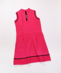 部分メッシュノースリニットワンピース（ピンク）