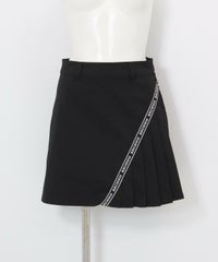 撥水プリーツ切替ラインスカート（ブラック）