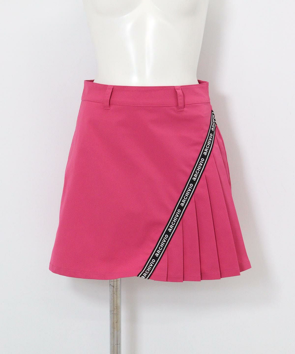 撥水プリーツ切替ラインスカート（ピンク）