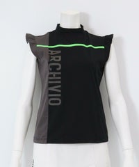 肩フリルUV速乾ノースリトップス（ブラック）