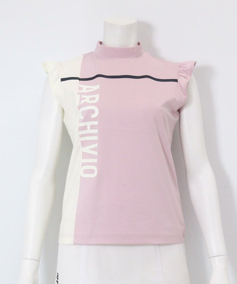 肩フリルUV速乾ノースリトップス（ピンク）