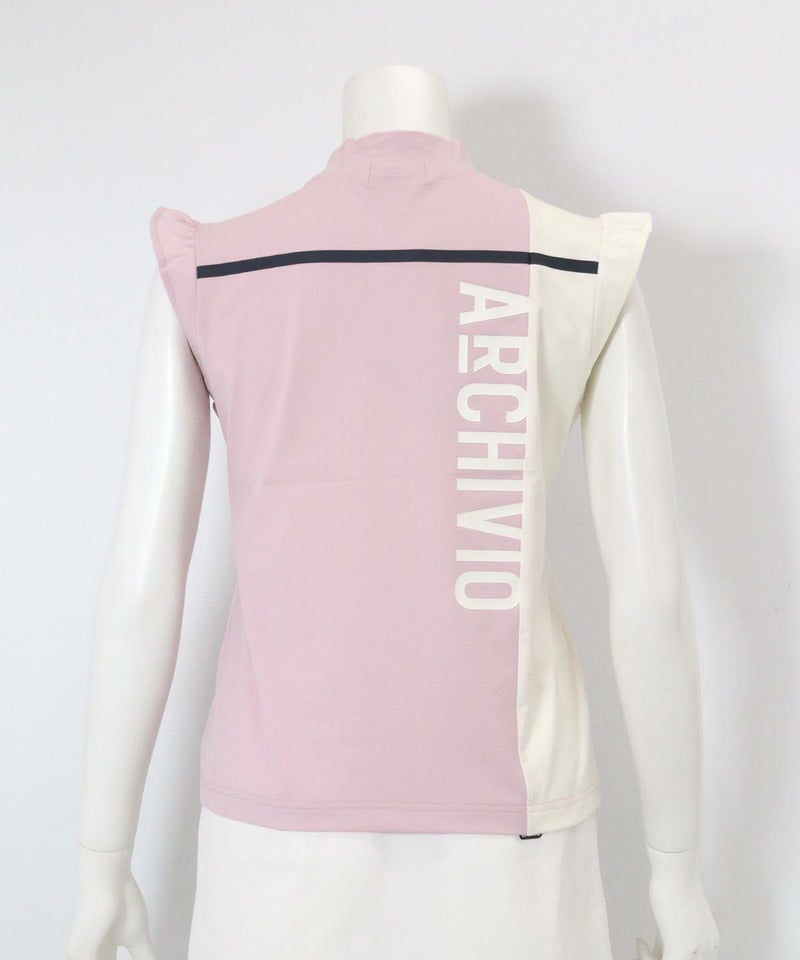 肩フリルUV速乾ノースリトップス後（ピンク）