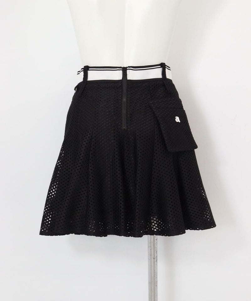 UV冷感メッシュフレアスカート(ブラック)後ろ