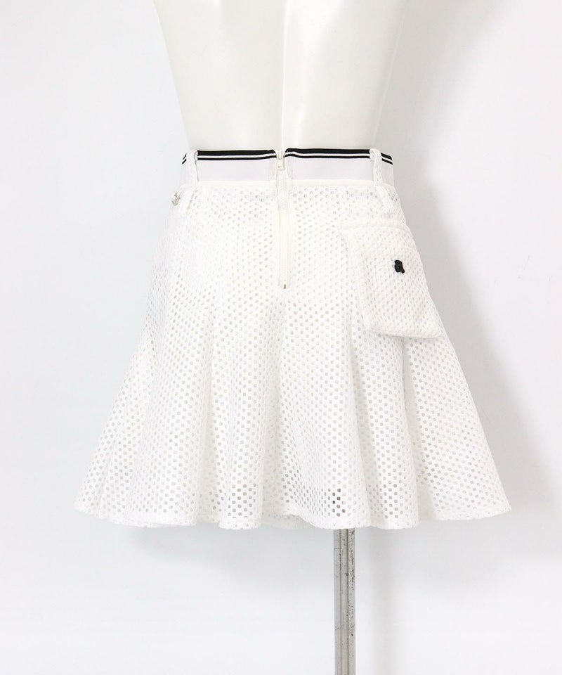 UV冷感メッシュフレアスカート(ホワイト)後ろ