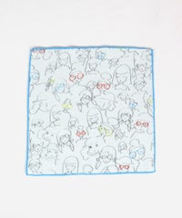 総柄ハンドタオル(ブルー)