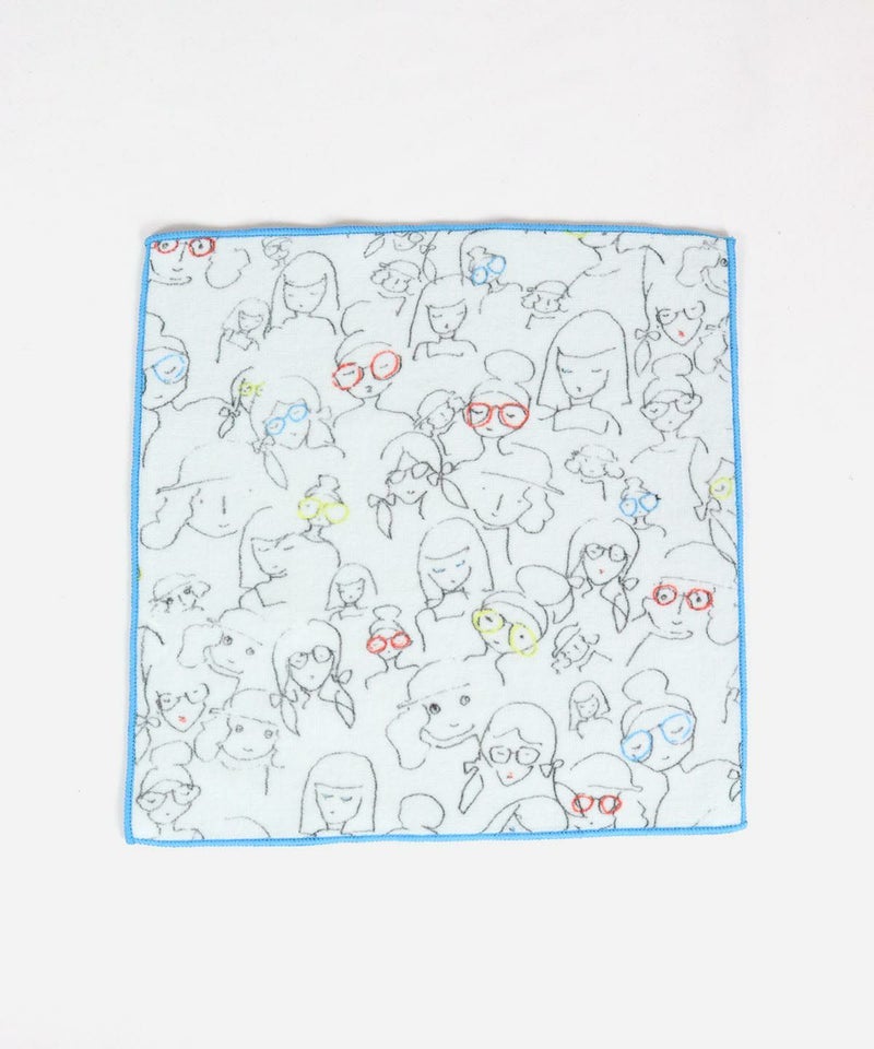 総柄ハンドタオル(ブルー)