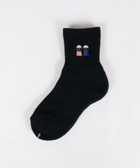 ピコ刺繍ショートソックス(ブラック)