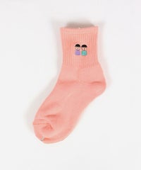 ピコ刺繍ショートソックス(ライトオレンジ)