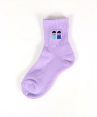ピコ刺繍ショートソックス(パープル)