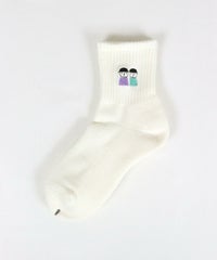 ピコ刺繍ショートソックス(ホワイト)