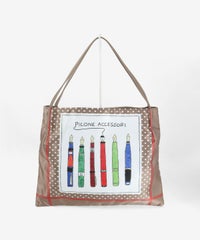 総柄トートバッグ(ブラウン）