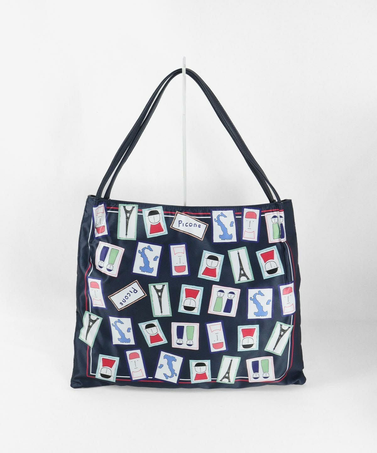 総柄トートバッグ(ネイビー）