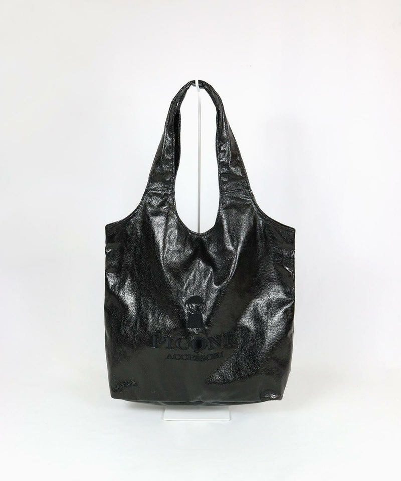 レザー風トートバッグ（ブラック）