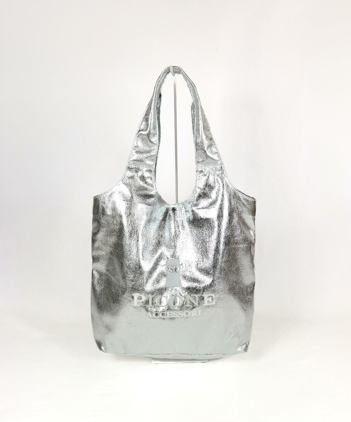 レザー風トートバッグ後（ライトグレー）