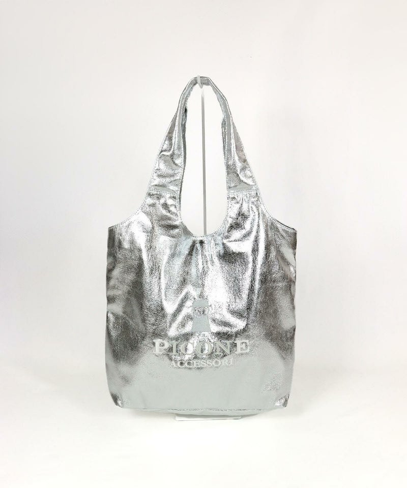 レザー風トートバッグ後（ライトグレー）