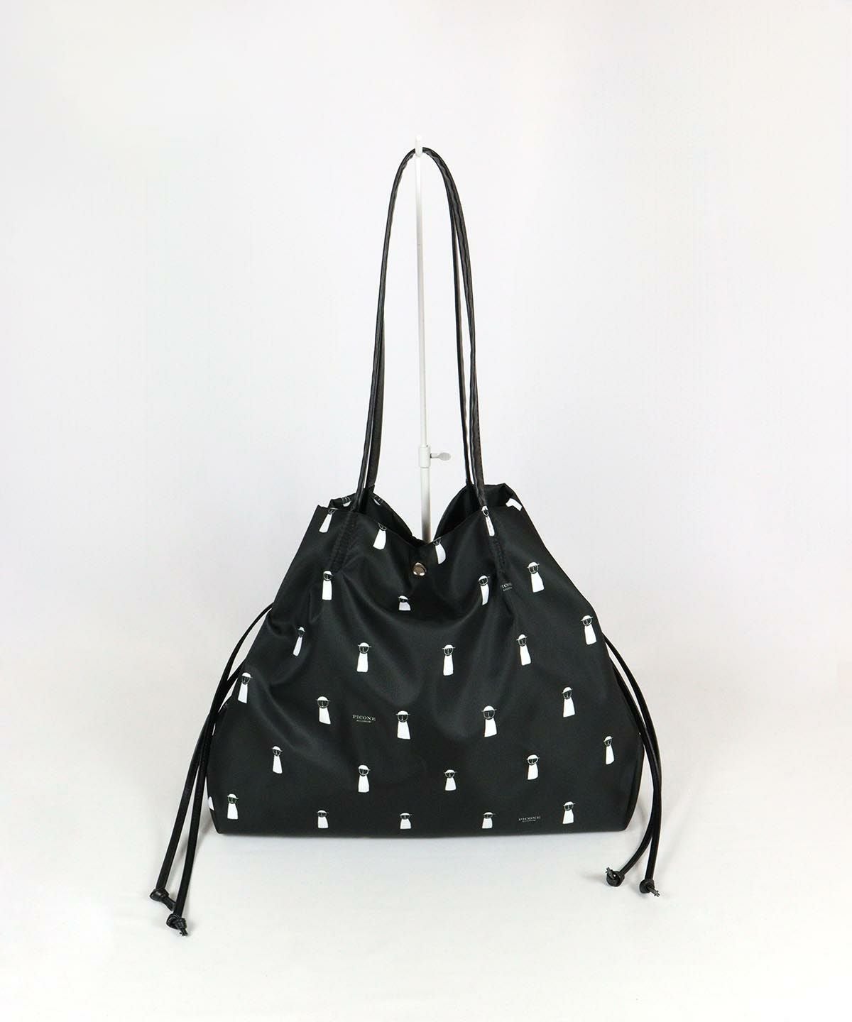 ピコ柄巾着バッグ（ブラック）