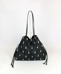 ピコ柄巾着バッグ（ブラック）